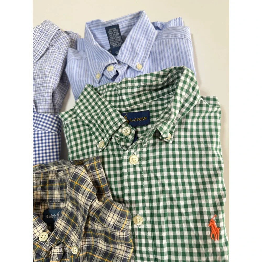 Ralph Lauren Button down Shirt Kids Boys Medium 10-12 School Casual Plaid Check